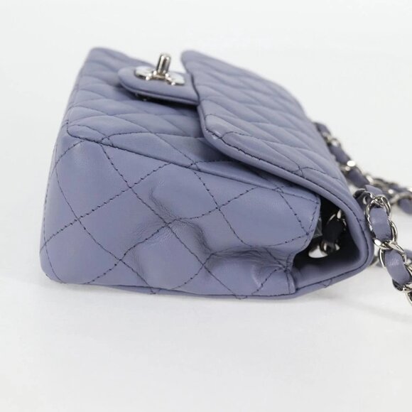 CHANEL Matelasse Chain Shoulder Bag Lamb Skin Purple Silver CC Auth 132927V - Picture 6 of 16
